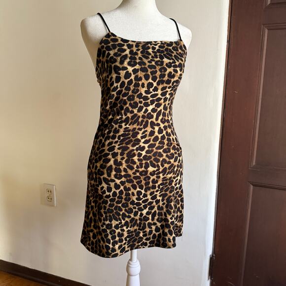 PURRR MELROSE | Leopard Print Adjustable Strappy Back Mini Dress | Extra Small - Picture 1 of 4